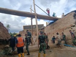 Tim Satgas Gulbencal Kodam I/BB Lanjutkan Perbaikan Jembatan Batang Toru di Tapsel
