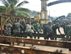 Satgas Gulbencal Yonzipur I/BB Mulai Bangun Jembatan Bailey di Garoga