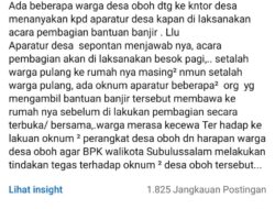 Viral Melalui Akun Facebook Adigunawan di DesaOboh: Dugaan Aparatur Desa “Serobot” Bantuan Banjir, Warga Geram!