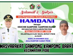 Hamdani Resmi Dilantik sebagai Keuchik Gampong Kampong Barat Periode 2025–2031
