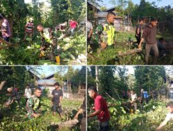 KORAMIL 11/BANDAR BARU KODIM 0102/PIDIE LAKSANAKAN GOTONG ROYONG DI DESA BARO NYONG