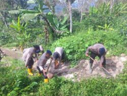 Polsek Silih Nara dan Brimob Polda Aceh Lanjutkan Gotong Royong Bersihkan Akses Jalan Pasca Bencana