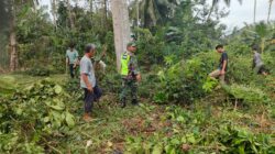 Babinsa Koramil 11/Bandar Baru Bersama Warga Gotong Royong Bersihkan TPU di Desa Pulorheng
