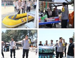Kapolres Pidie Sapa Pengunjung dan Pantau Aktivitas Pemandian di Pantai Mantak Tari
