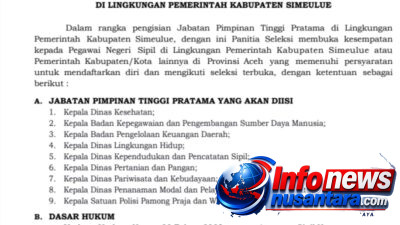 *SELEKSI JPT PRATAMA SIMEULUE TAHUN 2026 DIMINTA PERKETAT VERIFIKASI IJAZAH, AGAR TIDAK ADA LAGI JPT PRATAMA Di JABAT YANG TERINDIKASI IJAZAH PALSU*