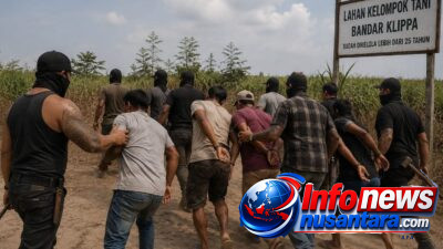 Suasana di Areal Lahan Terlantar PTPN-2 Dikelola Kelompok Tani di Jalan Mahoni Desa Bandar Klippa Dadak Cekam, 6 Masyarakat Sipil Diduga Dibawa Paksa oleh Personel dari Yon Armed 2/KS Deli Tua bersama Sejumlah Petugas Security