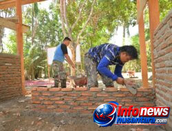 Satgas TMMD Ke-129 Kodim 0102/Pidie Kebut Rehab RTLH, Rumah Rabunmah Amin Masuki Tahap Pemasangan Dinding Bata