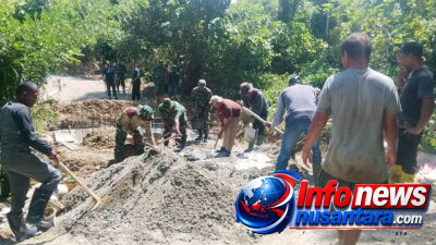 Gotong Royong Tak Kenal Terik, Satgas TMMD Kodim 0102/Pidie Kebut Pembangunan Box Culvert Jalan Pertanian