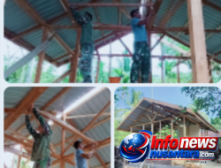 Satgas TMMD Ke-129 Kodim 0102/Pidie Rampungkan Pemasangan Atap RTLH Milik Ibu Mulya