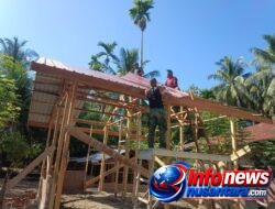 Mimpi Muhammad Amin Miliki Rumah Layak Hampir Terwujud, Satgas TMMD Ke-129 Kodim 0102/Pidie Mulai Pasang Atap