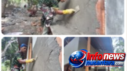 Bangga Menjadi Bagian Satgas TMMD, Sertu Ramadhan Curahkan Pengabdian Membangun Rumah Layak Huni untuk Warga