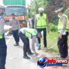 Polres Bireuen Tinjou Ketempat  Kejadian Laka Lantas Antara Mobil Pengangkut Sampah dan Mobil Box