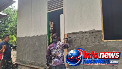 Pantang Menyerah! Satgas TMMD Ke-129 Kodim 0102/Pidie Kebut Plester Dinding RTLH Demi Hunian Layak bagi Warga