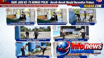 Polri Bersama Masyarakat! Kapolres AKBP Muhammad Yusuf Pimpin Bersih-Bersih Masjid Sambut HUT Humas Polri ke-75