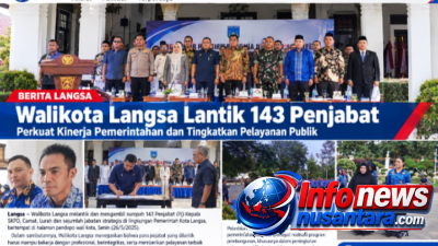 Wali Kota Langsa Lantik 143 Pejabat, Tekankan Kinerja dan Pelayanan Masyarakat