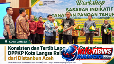 Konsisten dan Tertib Lapor Data Pertanian, DPPKP Kota Langsa Raih Penghargaan dari Distanbun Aceh