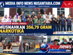 Kejari Langsa Musnahkan 356,79 Gram Narkotika dan Puluhan Barang Bukti dari 24 Perkara Inkracht