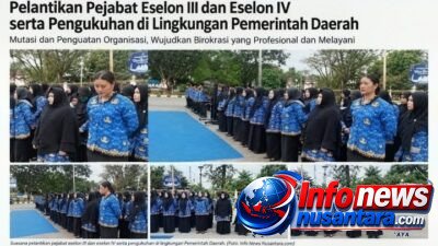 Wali Kota Lantik Pejabat Esselon III dan IV serta Pengukuhan